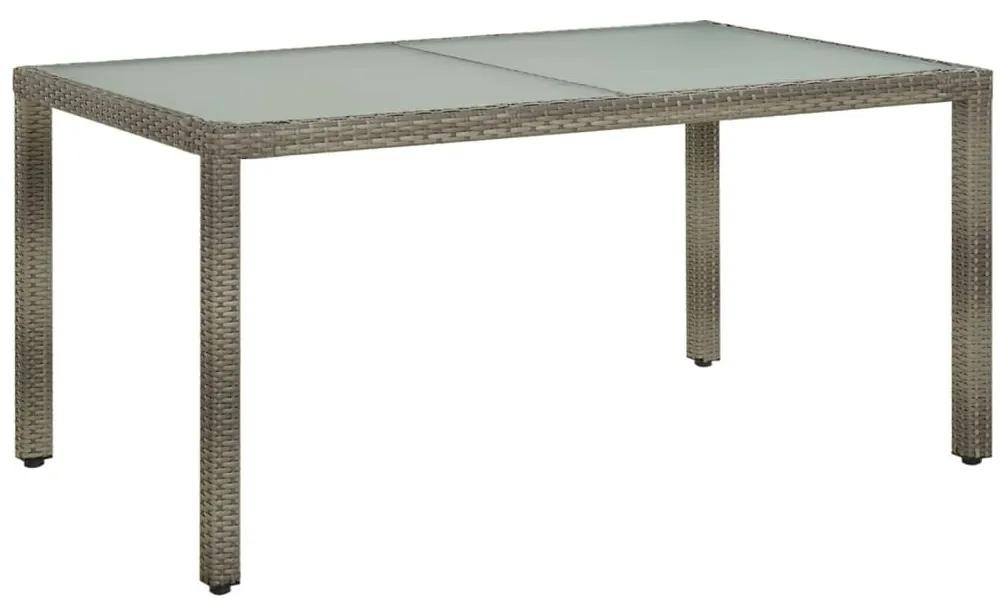 Záhradný stôl 150x90x75 cm tvrdené sklo a polyratan sivý