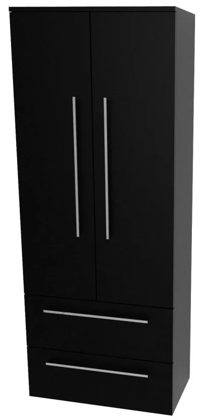Mereo, Mereo Bino, kúpeľňová skrinka vysoká 163 cm, dvojitá, Multidecor, Čierna Supermat, MER-CN699CIPM