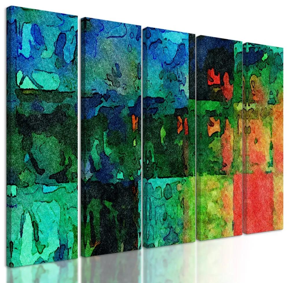 5-dielny obraz abstrakcia farieb