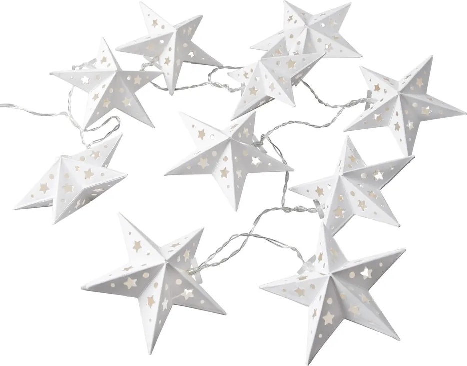 ORIGAMI Svetelná reťaz papierové hviezdy 10 svetiel - biela