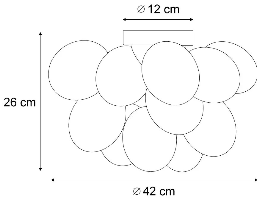 Dizajnové stropné svietidlo čierne s jantárovým a dymovým sklom 4 svetlá - Uvas
