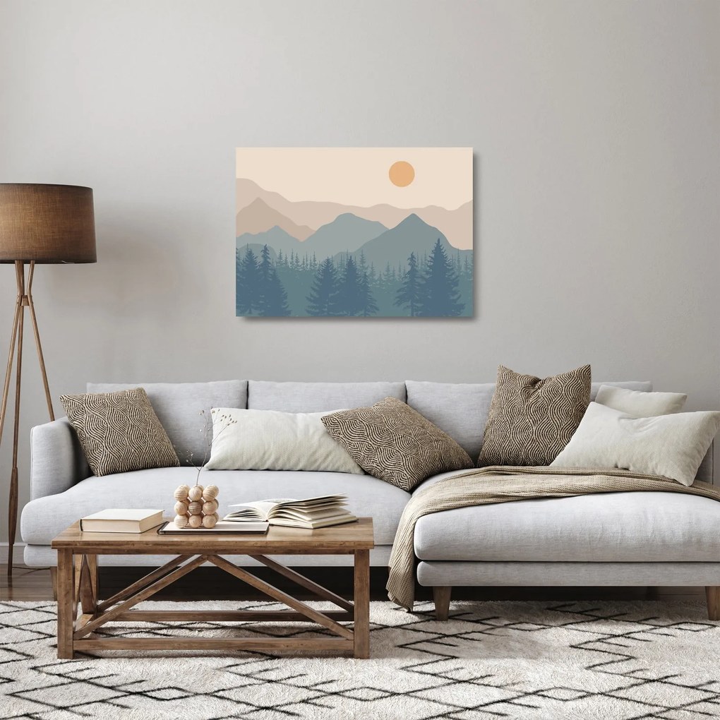 Sklenený obraz - Tyrkysové hory N⁰1 (70x50 cm)