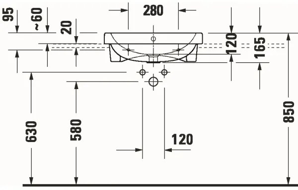 Duravit 24035500002 - Zapustené umývadlo D-CODE 55x45,5 cm keramika/lesklá biela