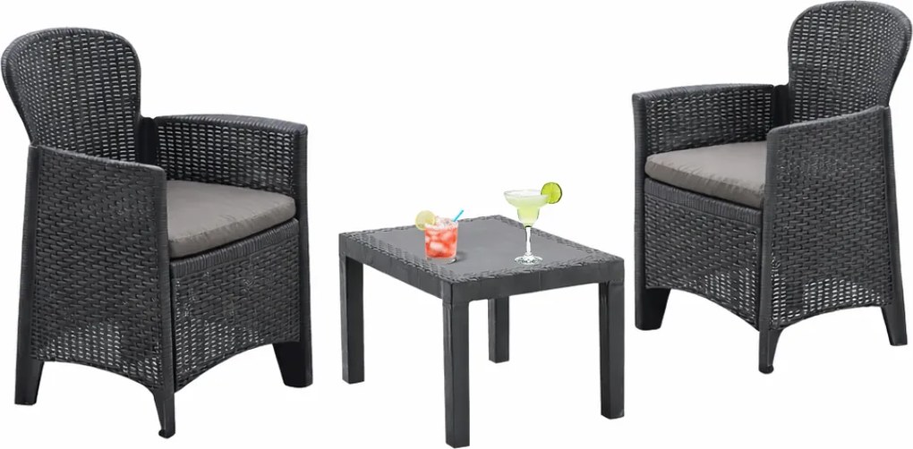 Záhradný set AKITA, 3-dielny, antracitová I.P.A.E-Progarden