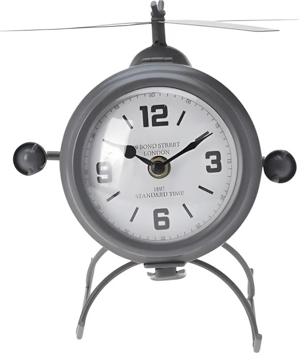 Stolné hodiny Helikoptéra – sivá 21 × 22 × 21 cm