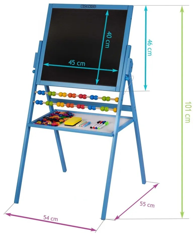 Obojstranná detská tabuľa 2v1 – magnetická a kriedová