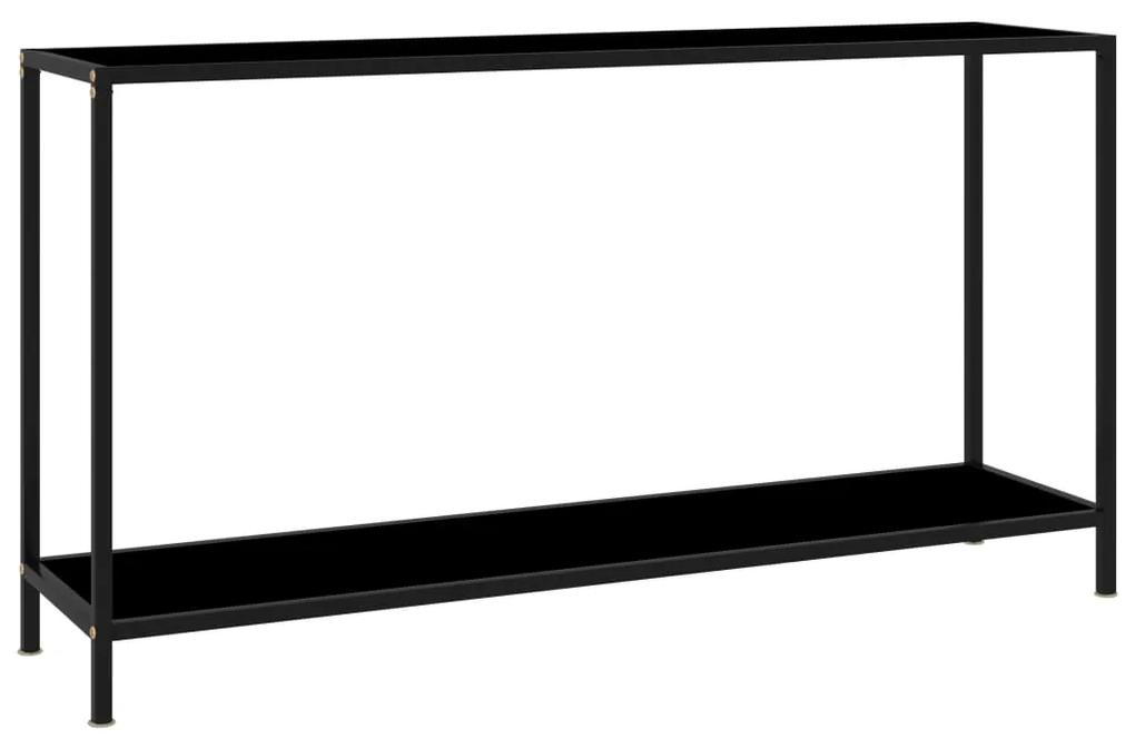 vidaXL Konzolový stolík, čierny 140x35x75 cm, tvrdené sklo
