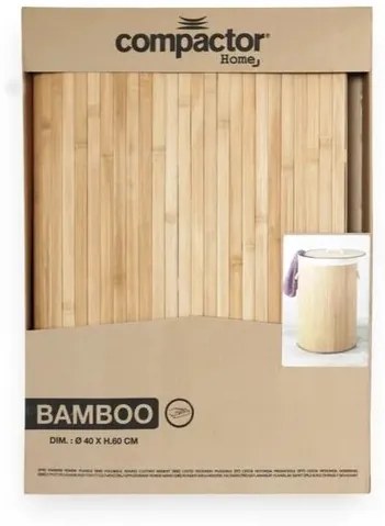 Compactor Bambusový kôš na bielizeň s vekom Compactor Bamboo - okrúhly, prírodný, 40 x 60 cm