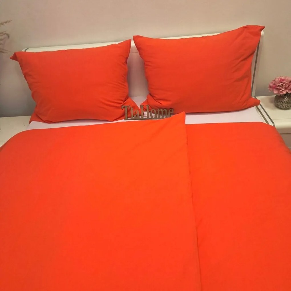 Ľanové obliečky oranžovo-červené 140x200cm+90x70cm