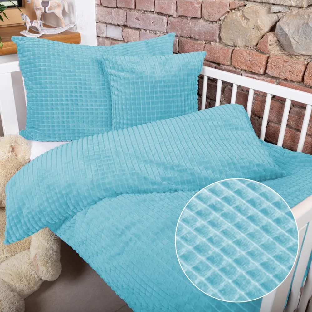 Biante Detské posteľné obliečky do postieľky Minky kocky MKK-006 Svetlo modré Do postieľky 90x130 a 40x60 cm