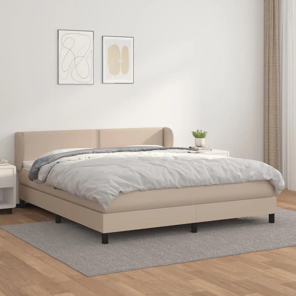 Boxspring posteľ s matracom kapučínová 180x200 cm umelá koža 3127270