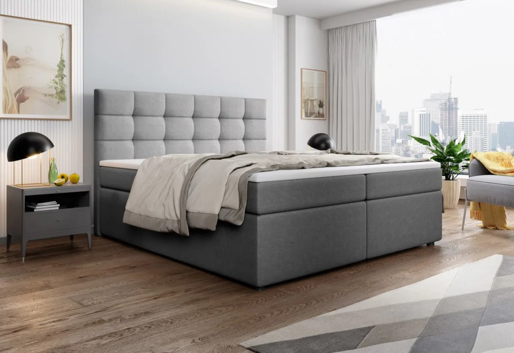 Čalúnená posteľ boxspring SALMA + topper, 140x200, inari 87