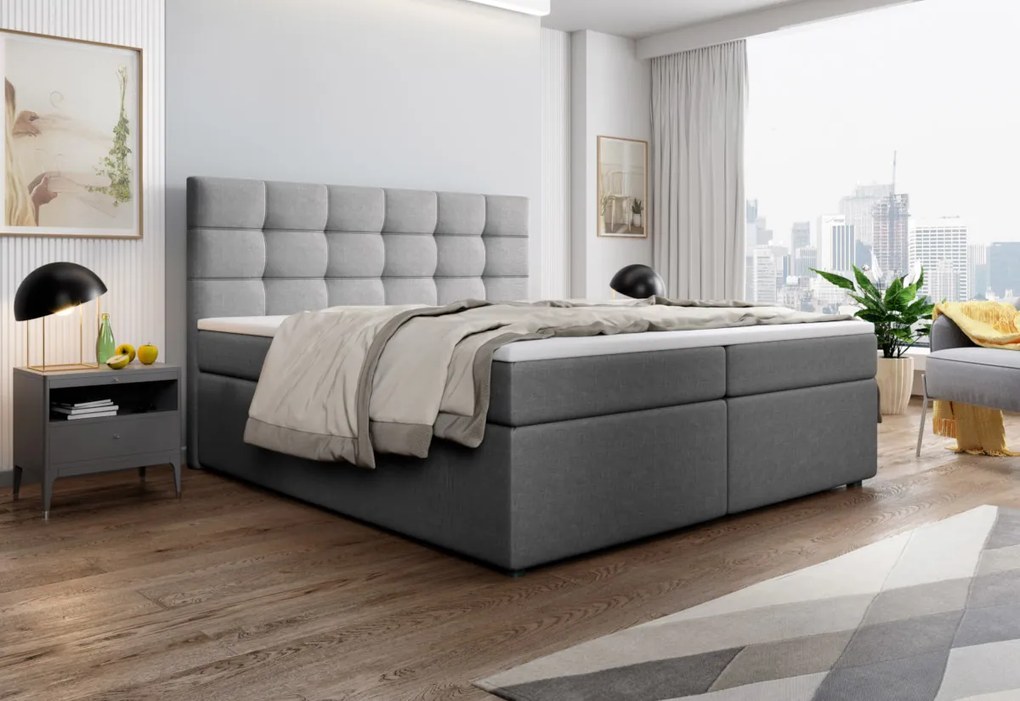 Čalúnená posteľ boxspring SALMA + topper, 140x200, inari 91