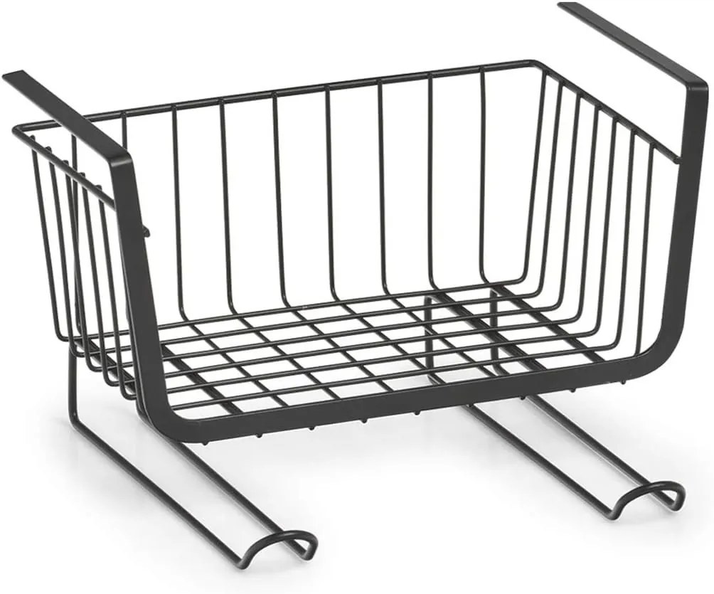 Zeller Present Prídavný závesný kôš pod policu s 2 háčikmi na kuchynské utierky, čierny UNDER