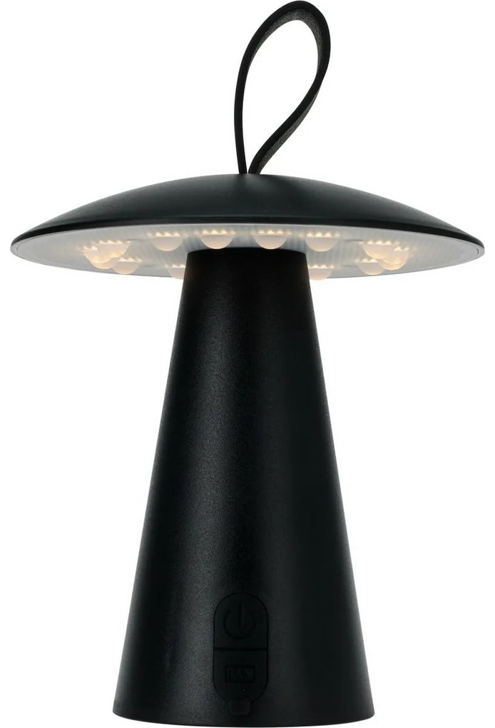 Stolná vonkajšia prenosná LED lampa Boise, čierna, USB, 15 x 17 cm, plast