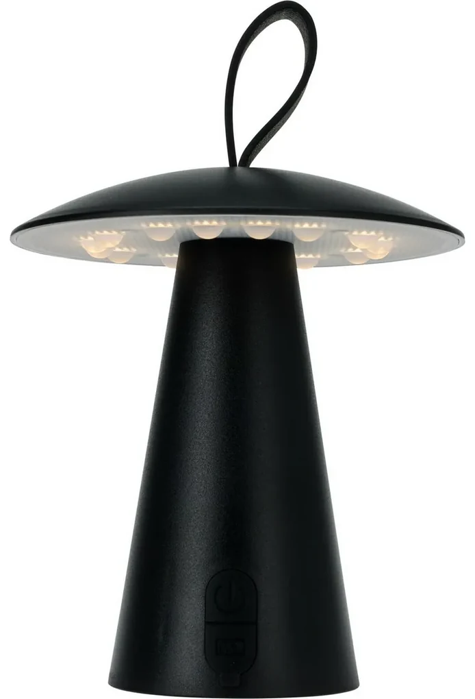 Stolná vonkajšia prenosná LED lampa Boise, čierna, USB, 15 x 17 cm, plast