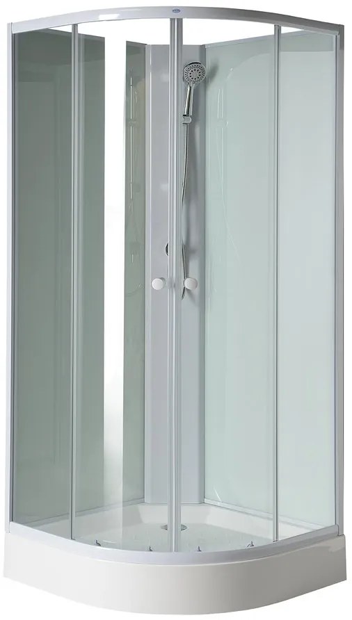 Aqualine AIGO, štvrťkruhový sprchový box, zástena 900x900x2040mm, biely profil, číre sklo, YB93
