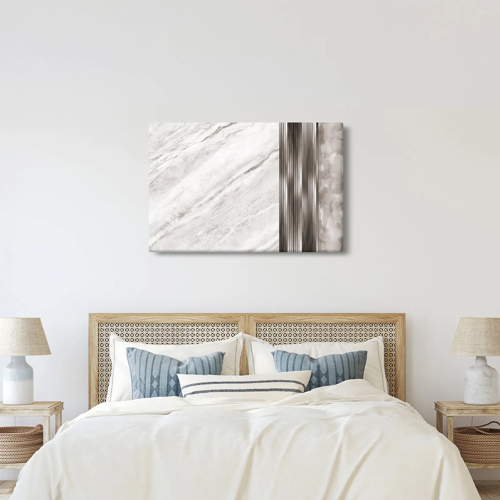Obraz - Mramor so striebornými linkami (90x60 cm)