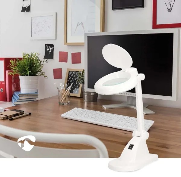 Nedis MAGLE1WT - LED stolná lampa s lupou LED/6W/230V biela
