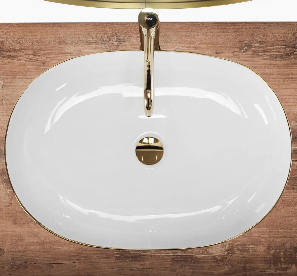 Keramické umývadlo na dosku REA CLEO White Gold Edge