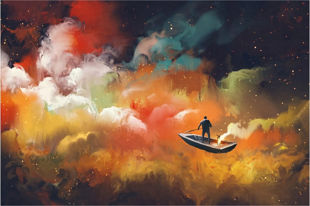 Obraz - Muž plaviace vesmírom (90x60 cm)