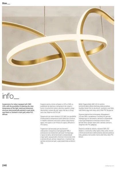 Redo 01-3389 - stmievateľný LED luster na lankách BIAS LED/90W/230V zlatý