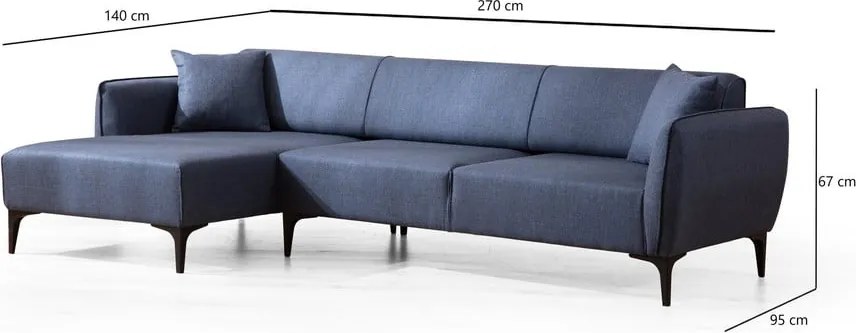 Modrá rohová pohovka Belissimo, ľavý roh – Balcab Home