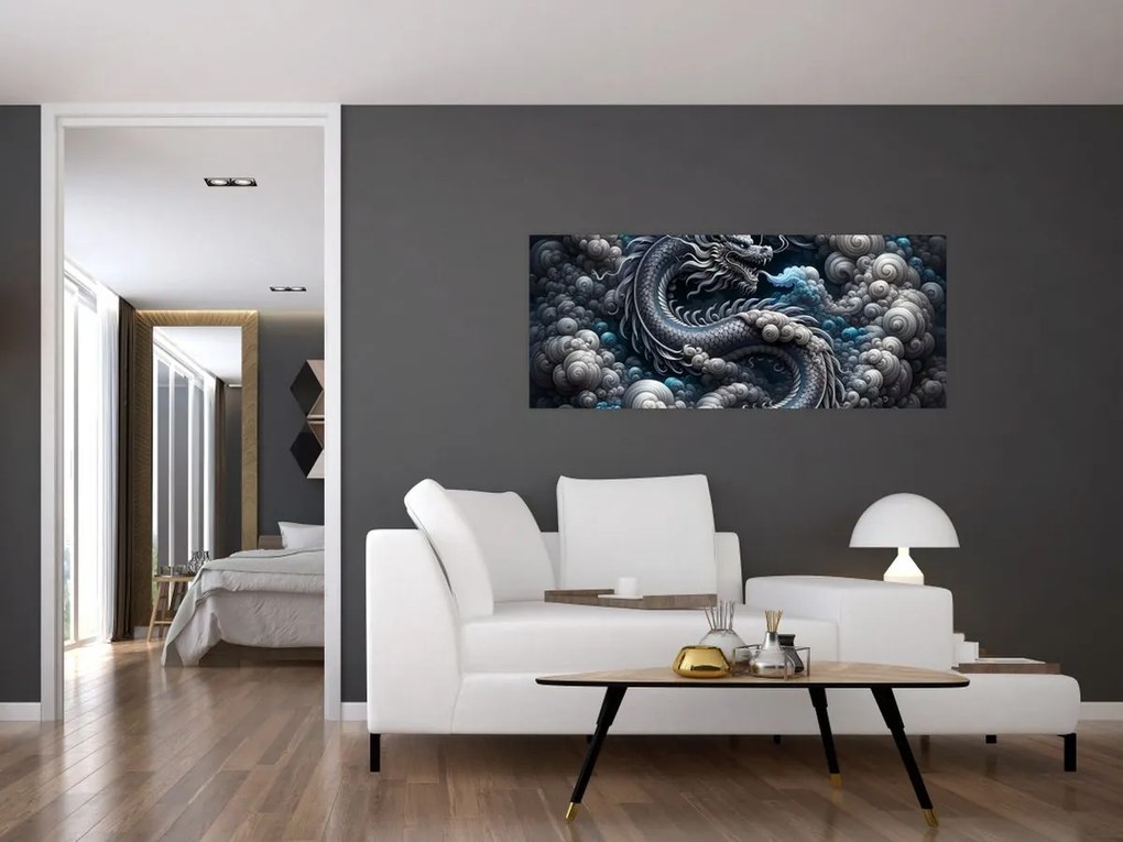 Obraz – Drak v dyme (120x50 cm)