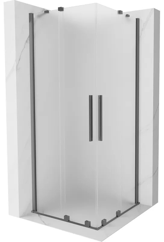 Mexen Velar Duo, sprchový kút s posuvnými dverami 90 x 90 cm, 8mm sklo námraza, brúsený grafit, 871-090-090-32-95