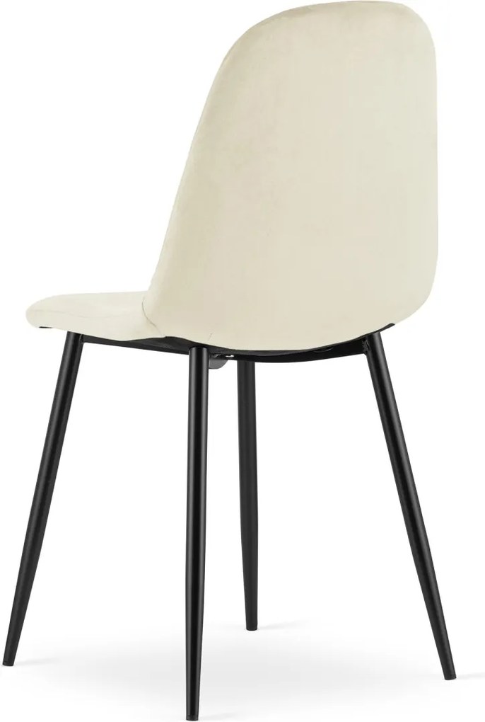 Béžová zamatová stolička ASTI s čiernymi nohami