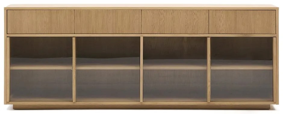 Vitrína v dekore duba s posuvnými dverami v prírodnej farbe 200x80x40 cm Helvine – Kave Home