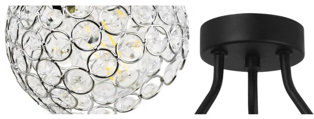 Stropné svietidlo Crystal Trio, 3x strieborné krištáľové tienidlo