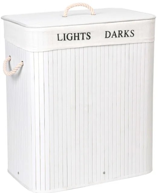 Kôš na bielizeň 2 priehradkový 100 l bambusový biely