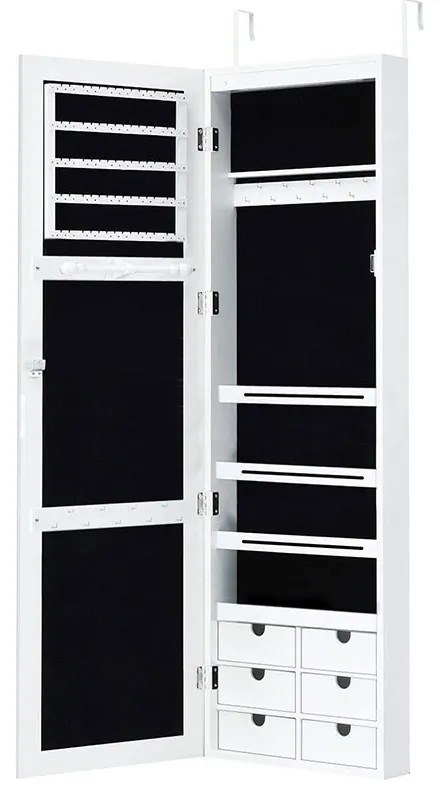 Nástenný zrkadlový držiak na šperky s osvetlením