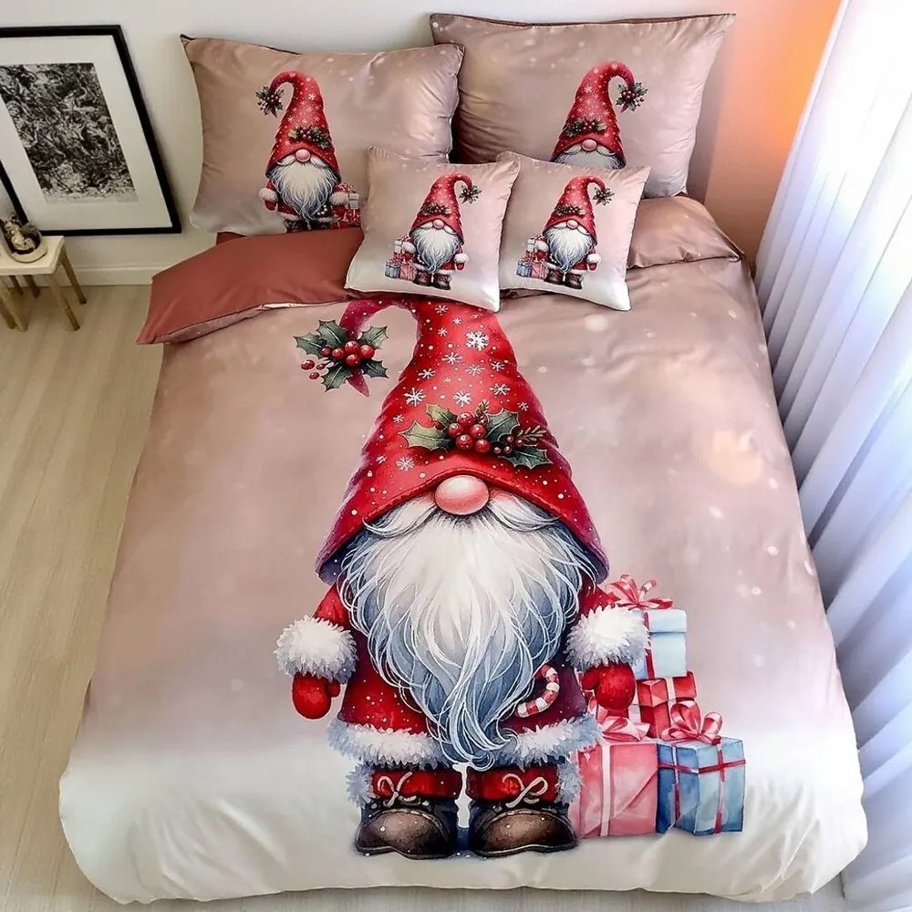 Obliečky NADELLE RED GNOM 3-dielna sada 140x200 cm