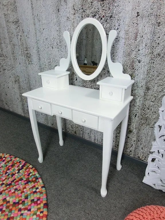 (2635) BEAUTY biely kozmetický stolík se zrcadlom