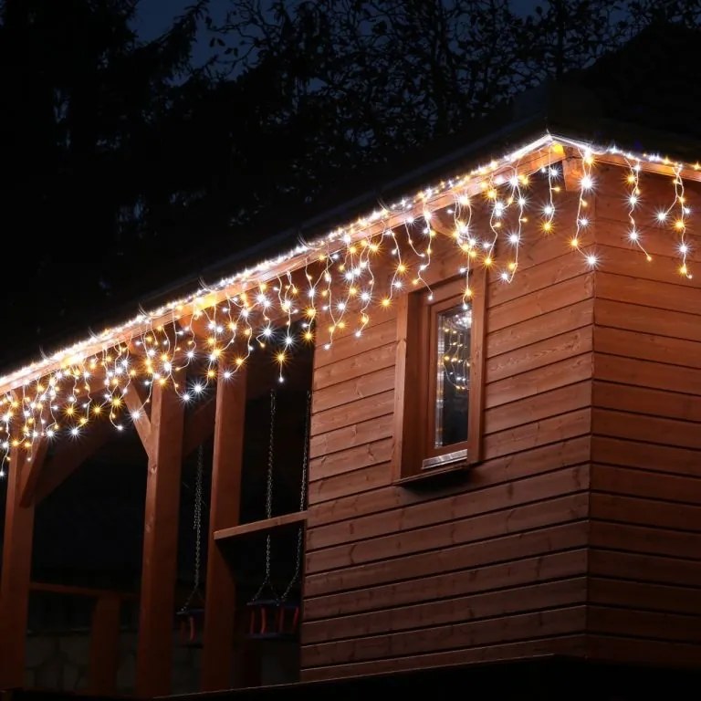 VOLTRONIC Svetelný dážď 600 LED, teplá a studená biela