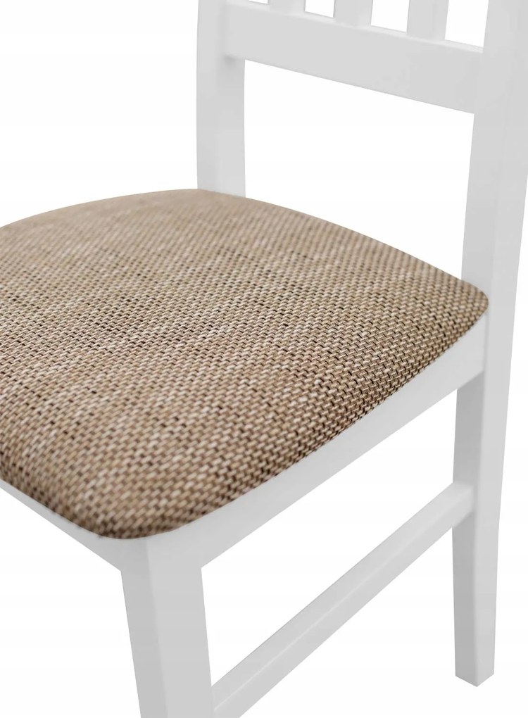 BIRD Meble Sada 6 x Drevená jedálenská stolička do jedálne a kuchyne BOS04 biela/béžová