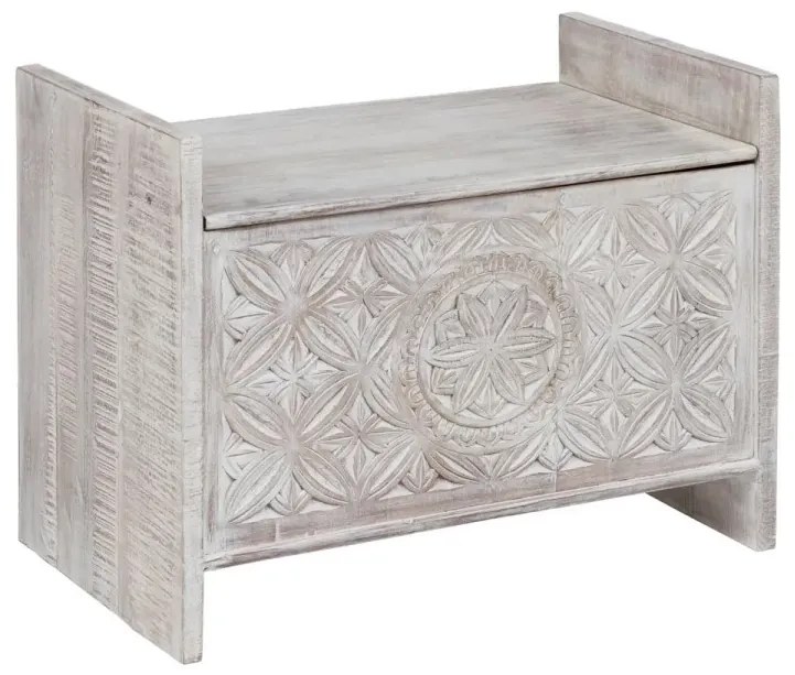 furniture-nabytek.cz - Masívna lavicová truhla Mackay z mangového dreva, lakovaná, biela – 71×40×55 cm