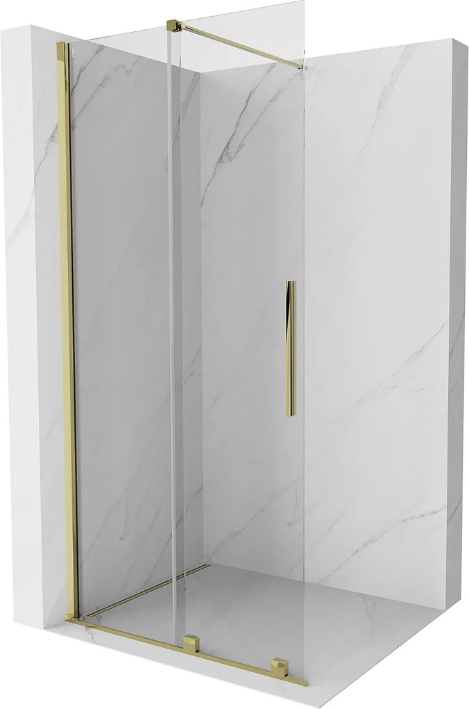 Mexen Velar, posuvné dvere typu Walk-in 70x200 cm, 8mm číre sklo, zlatá lesklá, 871-070-000-03-50