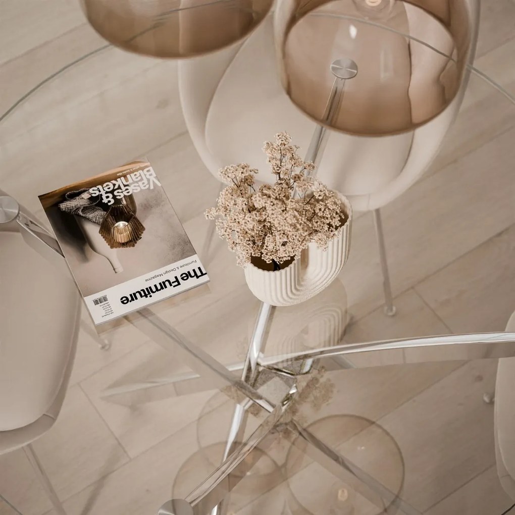 OKRÚHLY JEDÁLENSKÝ STÔL PASCAL CHRÓM + ČÍRE SKLO 100 cm