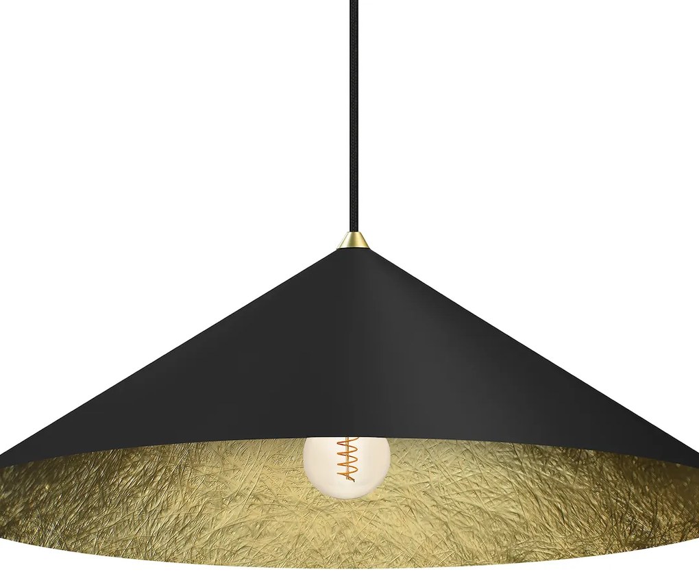 Závesné svietidlo Fuji, 1x čierne/zlaté kompozitné tienidlo, (fi 70cm), b