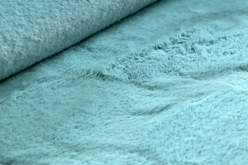 Koberec BUNNY aqua modrý, imitácia králičej kožušiny