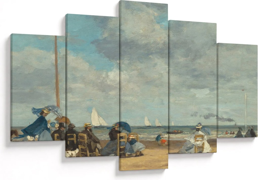 Obraz - Eugène Boudin, Beach at Trouville, reprodukcia (150x105 cm)
