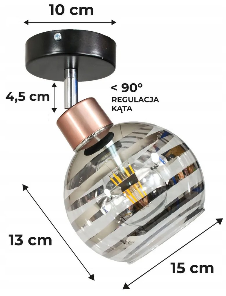 BERGE Sklenená LED závesná lampa 1xE27 - gulička s horizontálnymi pruhmi