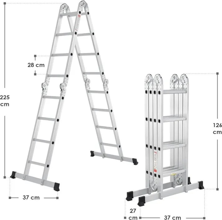 Juskys hliníkový skladací rebrík 3,6 m JS106289