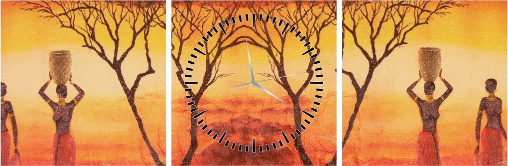 Obraz - Africká savana (s hodinami) (90x30 cm)