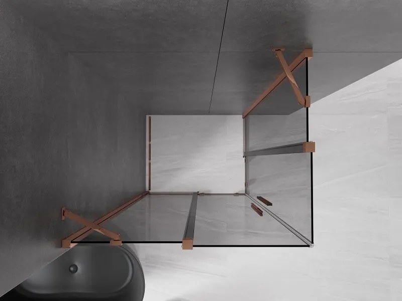 Mexen Velar Duo, sprchový kút s posuvnými dverami 100 x 90 cm, 8mm šedé sklo, ružové zlato, 871-100-090-42-60
