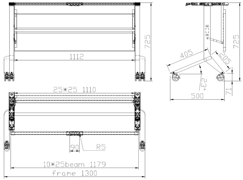 Mobilný stôl PRIMO MOVE, 1400 x 600 mm, čierna podnož, sivá