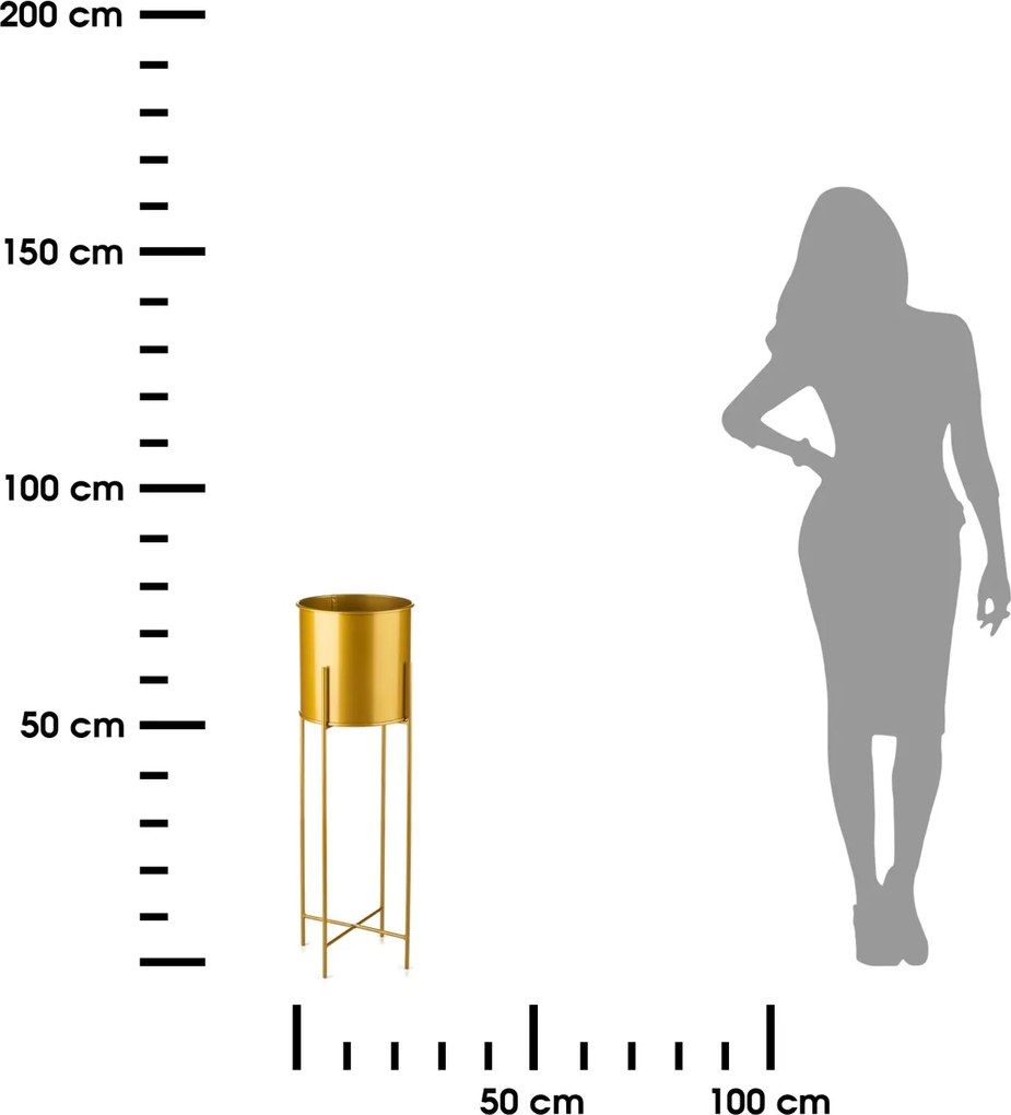 KOVOVÝ KVETINÁČ SO STOJANOM GOLDEN 75X21 CM ZLATÁ